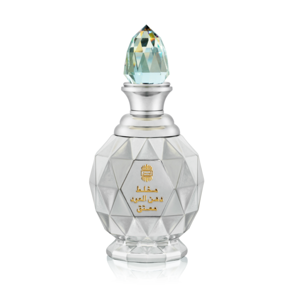 Mukhallat Dahn Al Oudh Al Muattaq Silver Jubilee Ajmal perfume bottle